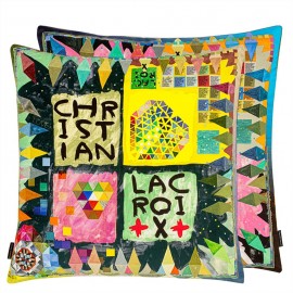 COUSSIN ARLECCHINO WOOD MULTICOLORE 50 x 50 cm Christian Lacroix