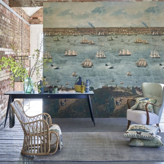 Papier peint Panoramique SEAPORT OCEAN de la collection PAPIERS PEINTS SCENES & MURALS II par Designers Guild