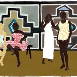 Papier peint panoramique d'hommes et femmes Ndebele de Elitis Collection 360°