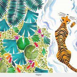 Papier peint panoramique intissé aux motifs animal et végétal Tigres de l'éditeur français de papier peint  Isidore Leroy