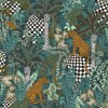 Papier peint végétal Bélize de Casamance | Bleu Tortue