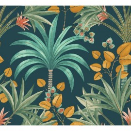 Papier peint végétal Mirissa de Casamance | Bleu Tortue