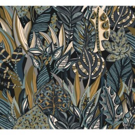 Papier peint végétal Desirade de Casamance | Bleu Tortue