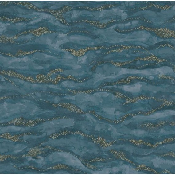 Papier peint abstrait Sohar de Casamance | Bleu Tortue