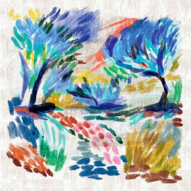 Papier peint Panoramique Au pied du Ventoux d' Elitis | Bleu Tortue 