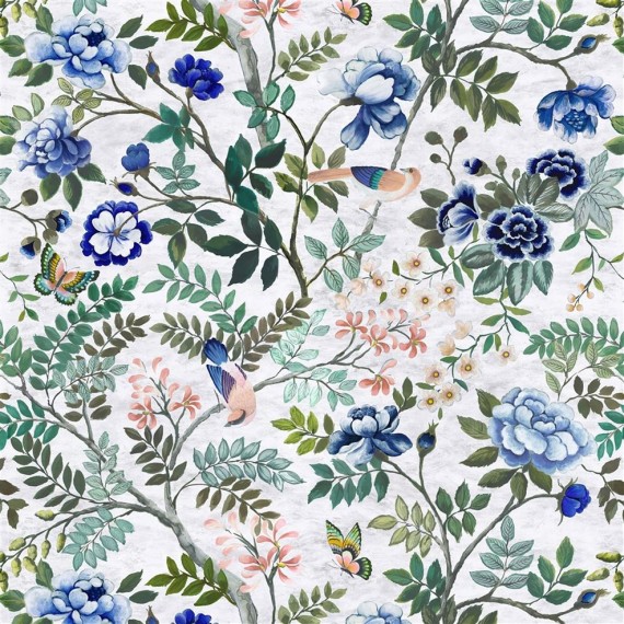 Tissu floral Porcelaine de chine de Designers Guild | Bleu Tortue