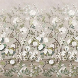 Tissu en lin Fleur Orientale de Designers Guild | Bleu Tortue
