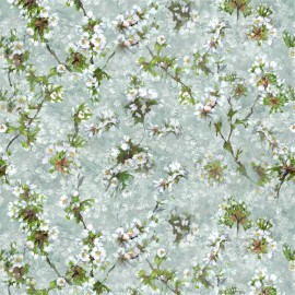 Tissu en coton Fleur d'Assam de Designers Guild | Bleu Tortue