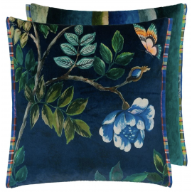 Coussin velours Porcelaine de Chine par Designers Guild | Bleu Tortue