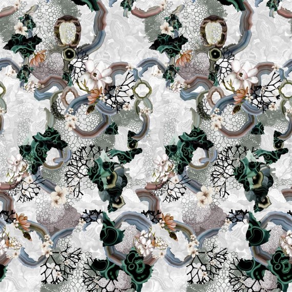 Papier peint Algae Bloom de Christian Lacroix | Bleu Tortue