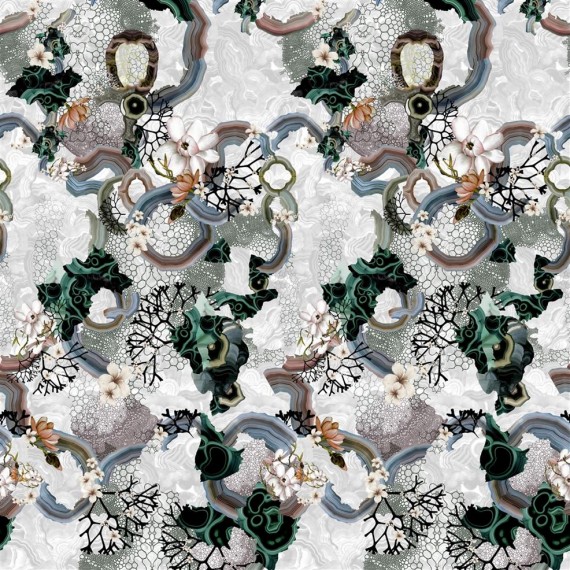 Papier peint Algae Bloom de Christian Lacroix | Bleu Tortue