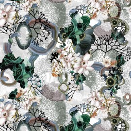 Tissu floral Algae Bloom de Christian Lacroix | Bleu Tortue