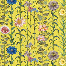 Tissu floral Selam de Christian Lacroix | Bleu Tortue