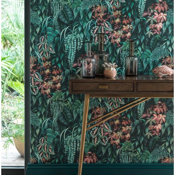 Papier peint Green Wall de Osborne & Little | Bleu Tortue