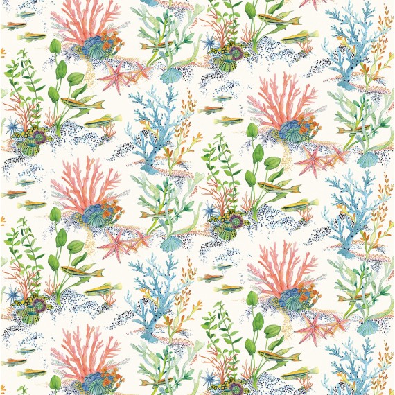 Tissu outdoor marin Coralline - Osborne and Little | Bleu Tortue