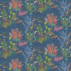 Tissu outdoor marin Coralline - Osborne and Little | Bleu Tortue