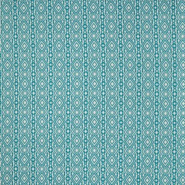 Tissu outdoor ethnique Kuba - Osborne and Little | Bleu Tortue