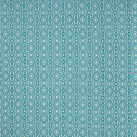 Tissu outdoor ethnique Kuba - Osborne and Little | Bleu Tortue