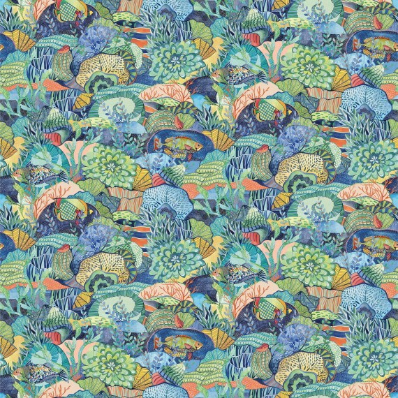 Tissu outdoor marin Maritima - Osborne and Little | Bleu Tortue