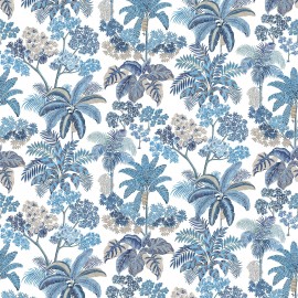 Tissu outdoor végétal Malabar - Osborne and Little | Bleu Tortue