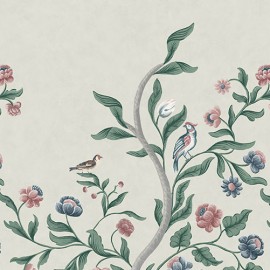 Papier peint floral et végétal Mandalay  - Little Greene | Bleu Tortue