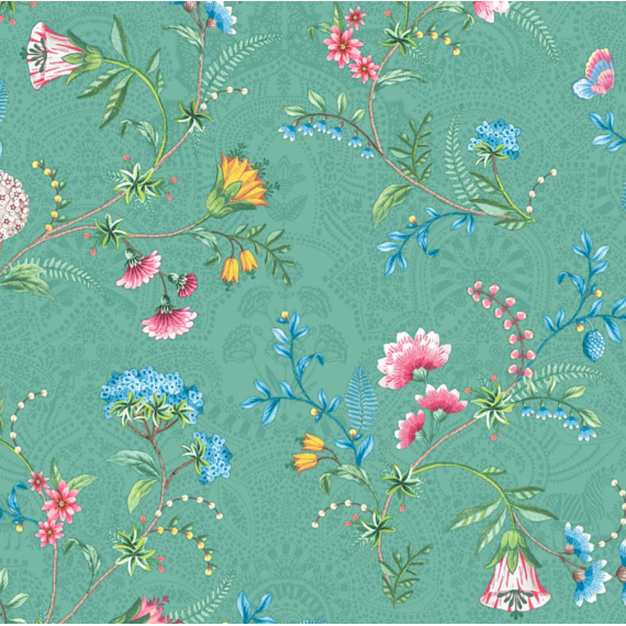 Pip Studio 5 30012 : Papier peint floral Eijffinger | Bleu Tortue