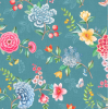 Pip Studio 5 30010 : Papier peint floral Eijffinger | Bleu Tortue