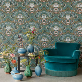 Posy 31601 : Papier peint floral - Eijffinger | Bleu Tortue