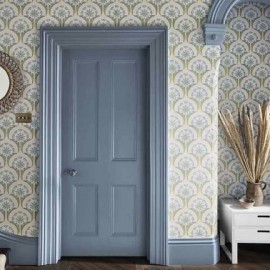 Papier peint anglais floral Hencroft - Little Greene | Bleu Tortue